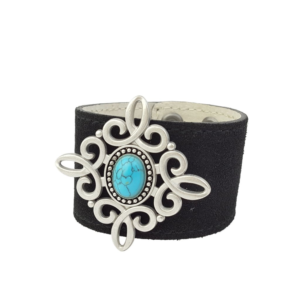 Real Suede Leather Cuff W. Western Concho